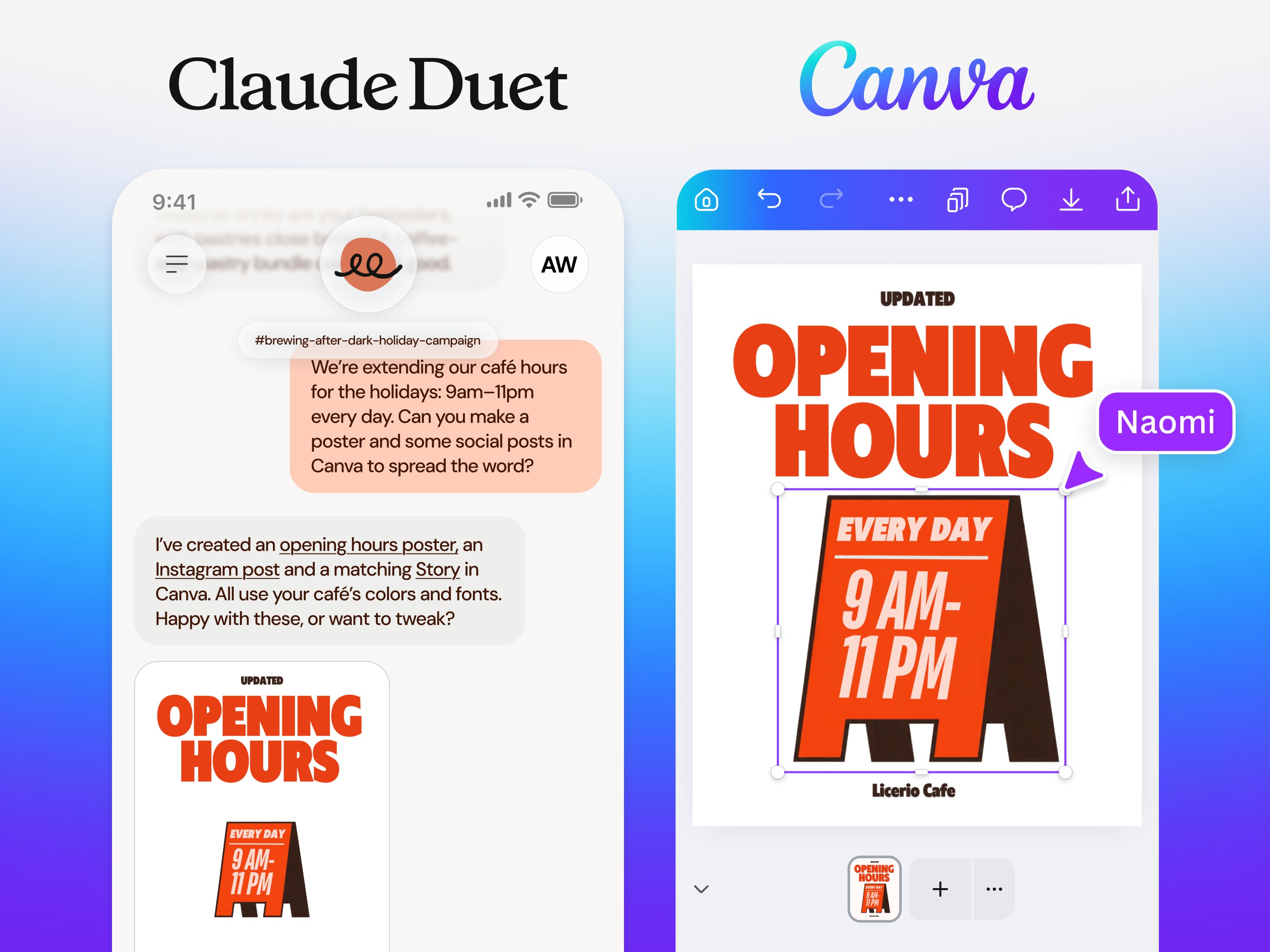 Canva in Claude Duet official image