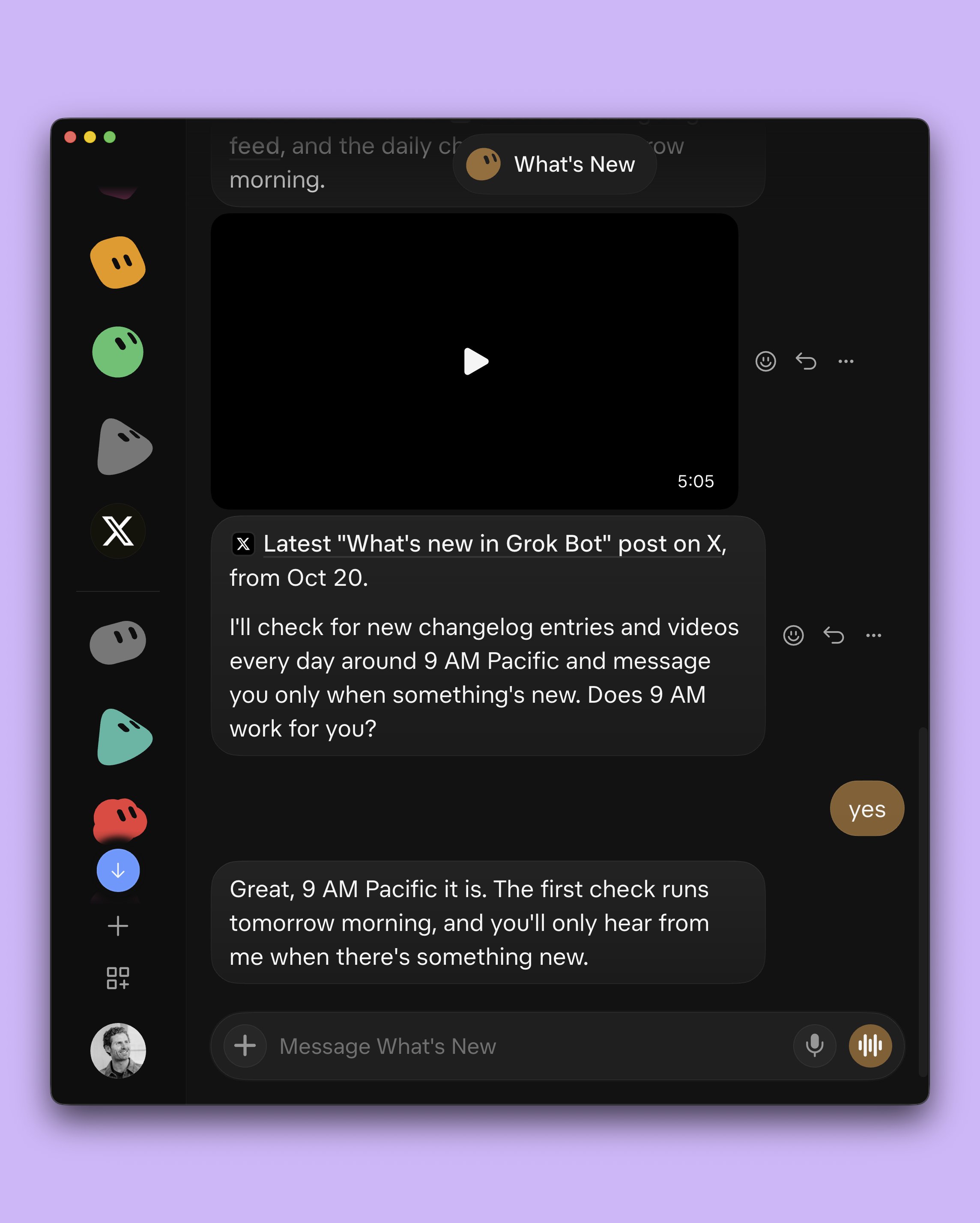 What's New by Matt morning schedule for release notes and the what's-new video
