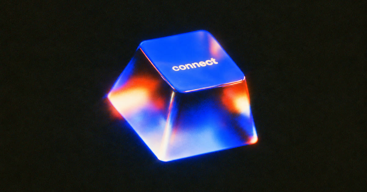 Glass keyboard key labeled connect