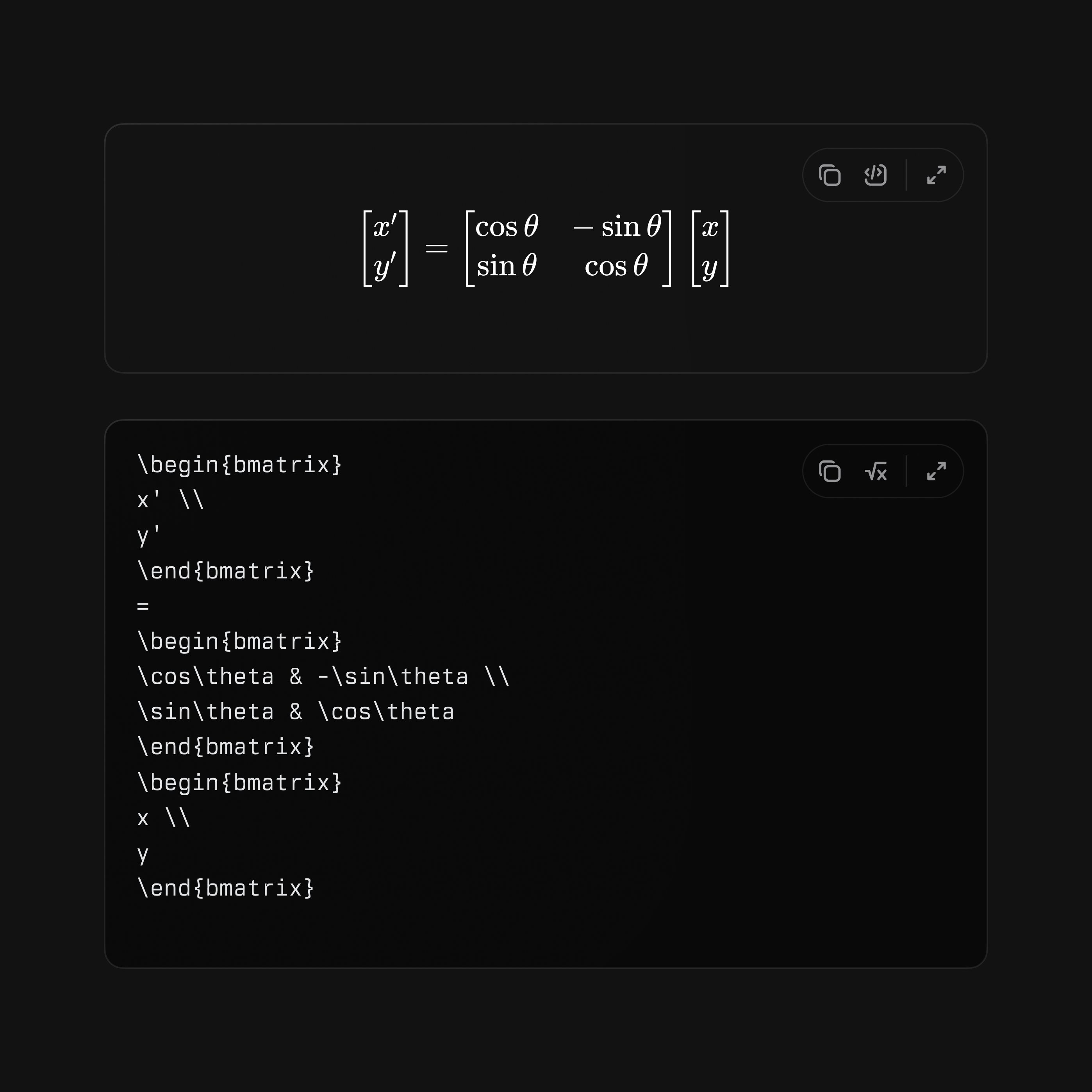 A LaTeX math block in Linear