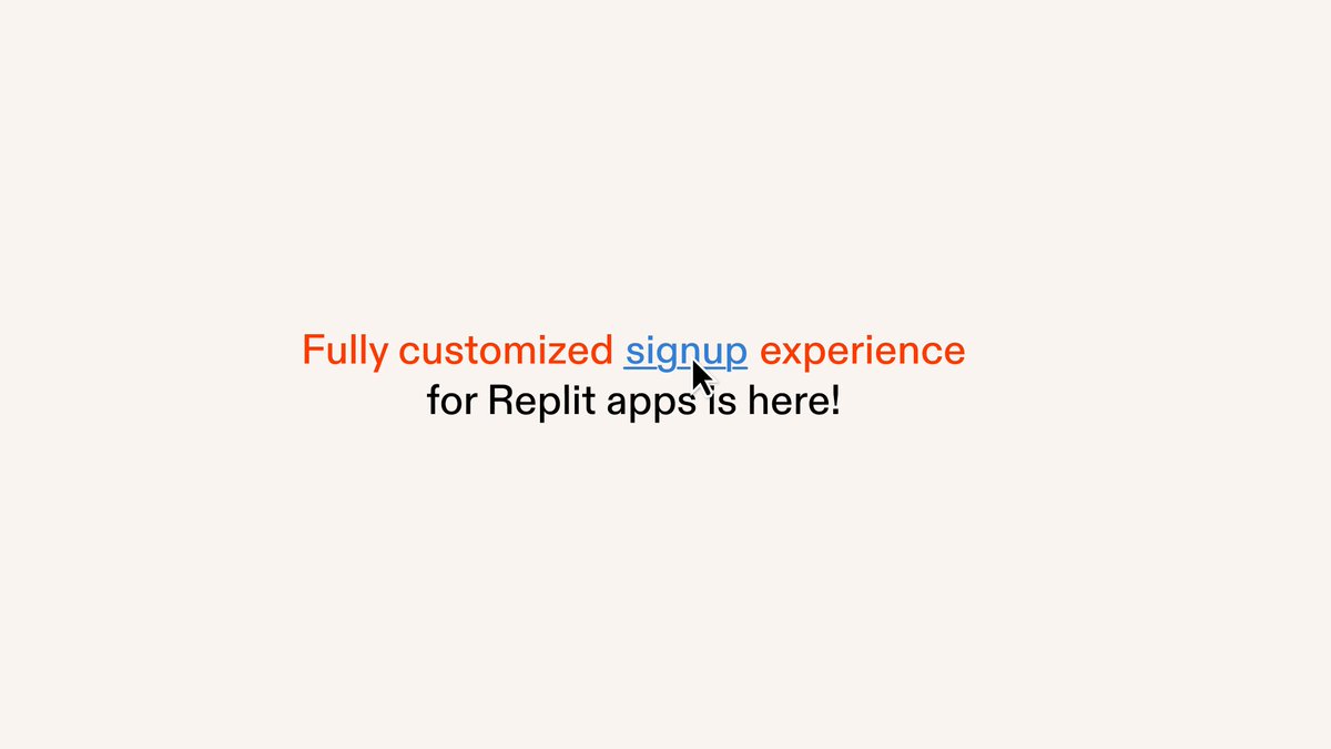 Replit announcement video showing a customizable signup screen for Replit Apps