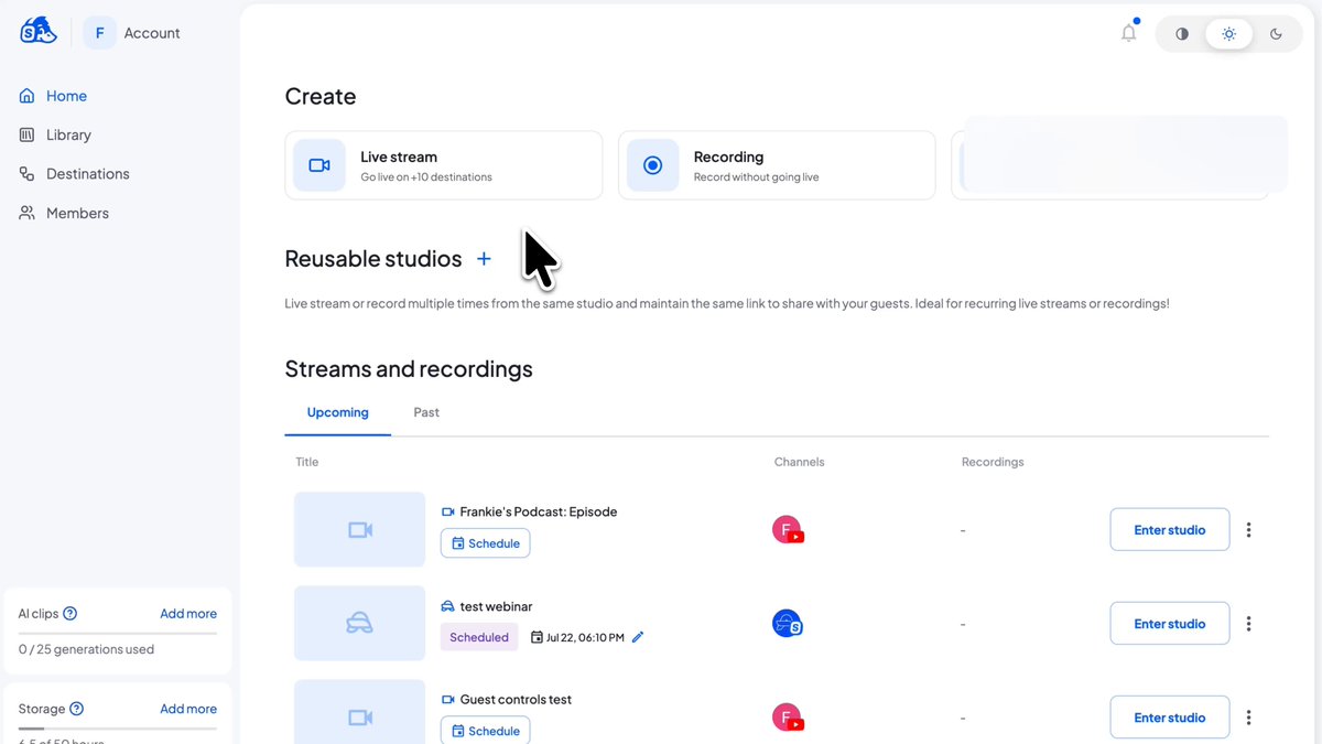 StreamYard Fill Previous announcement