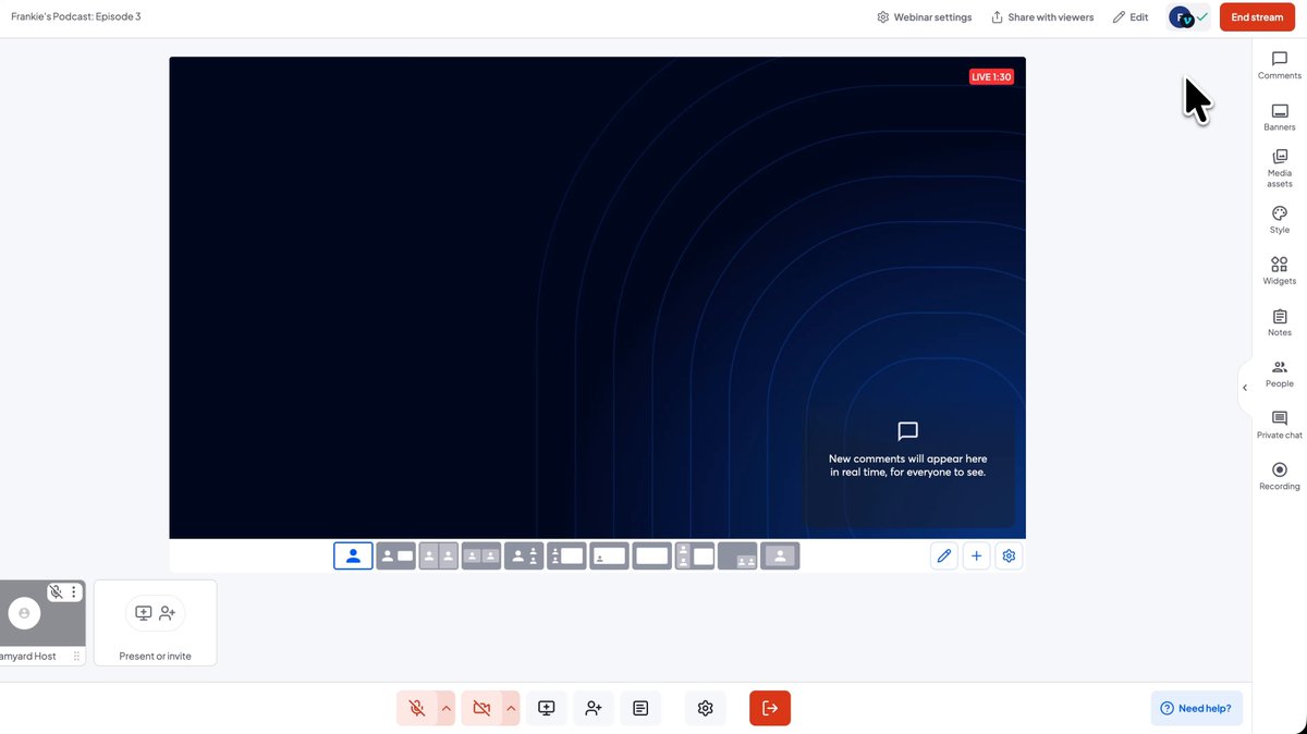StreamYard Vimeo chat announcement