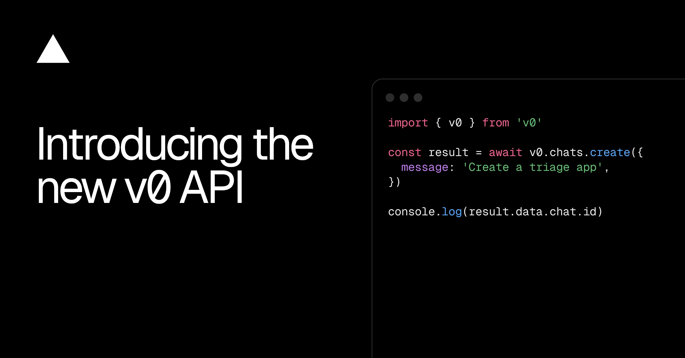 v0 announcing the new v0 API on X