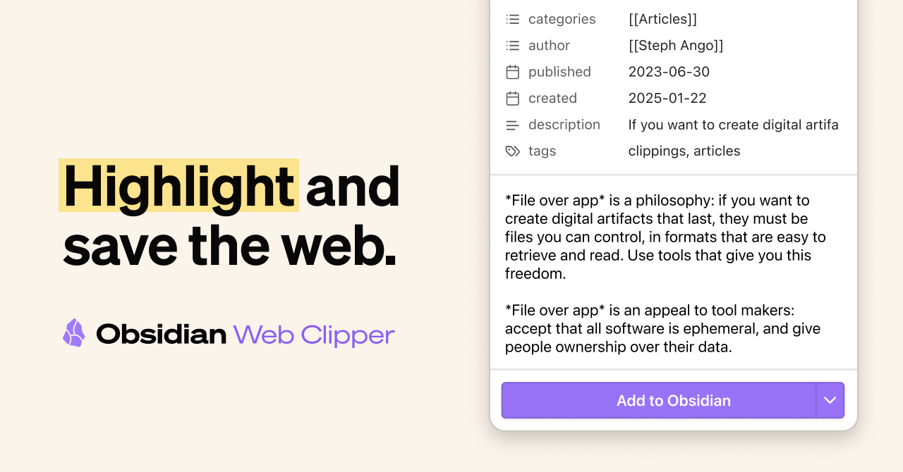 Obsidian Web Clipper preview 2