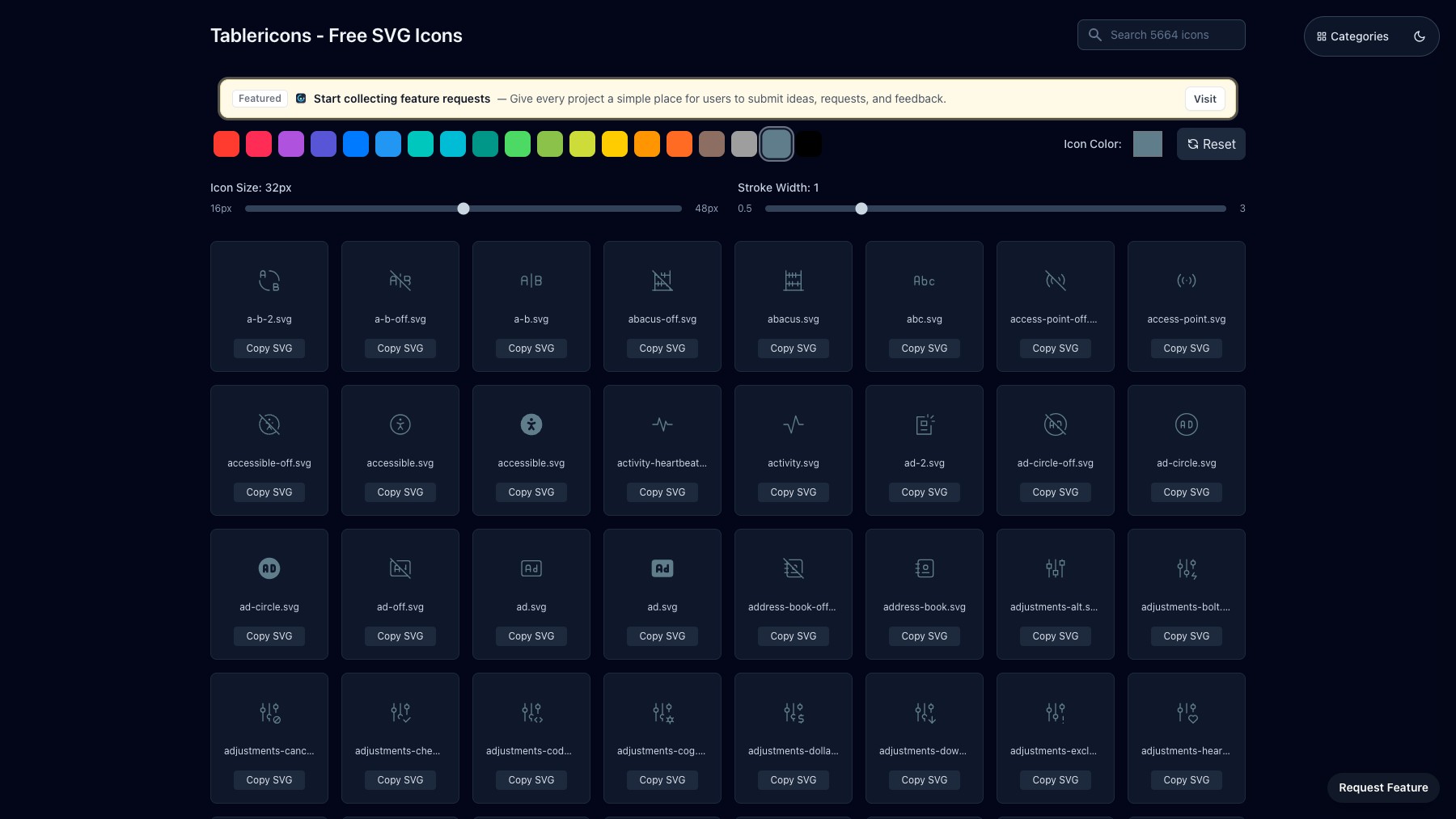 Tabler Icons preview 2