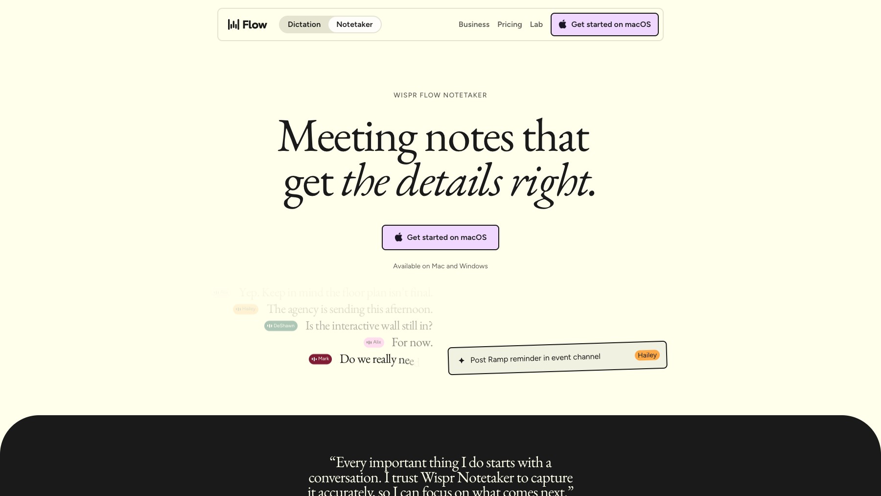 Wispr Flow Notetaker preview 3