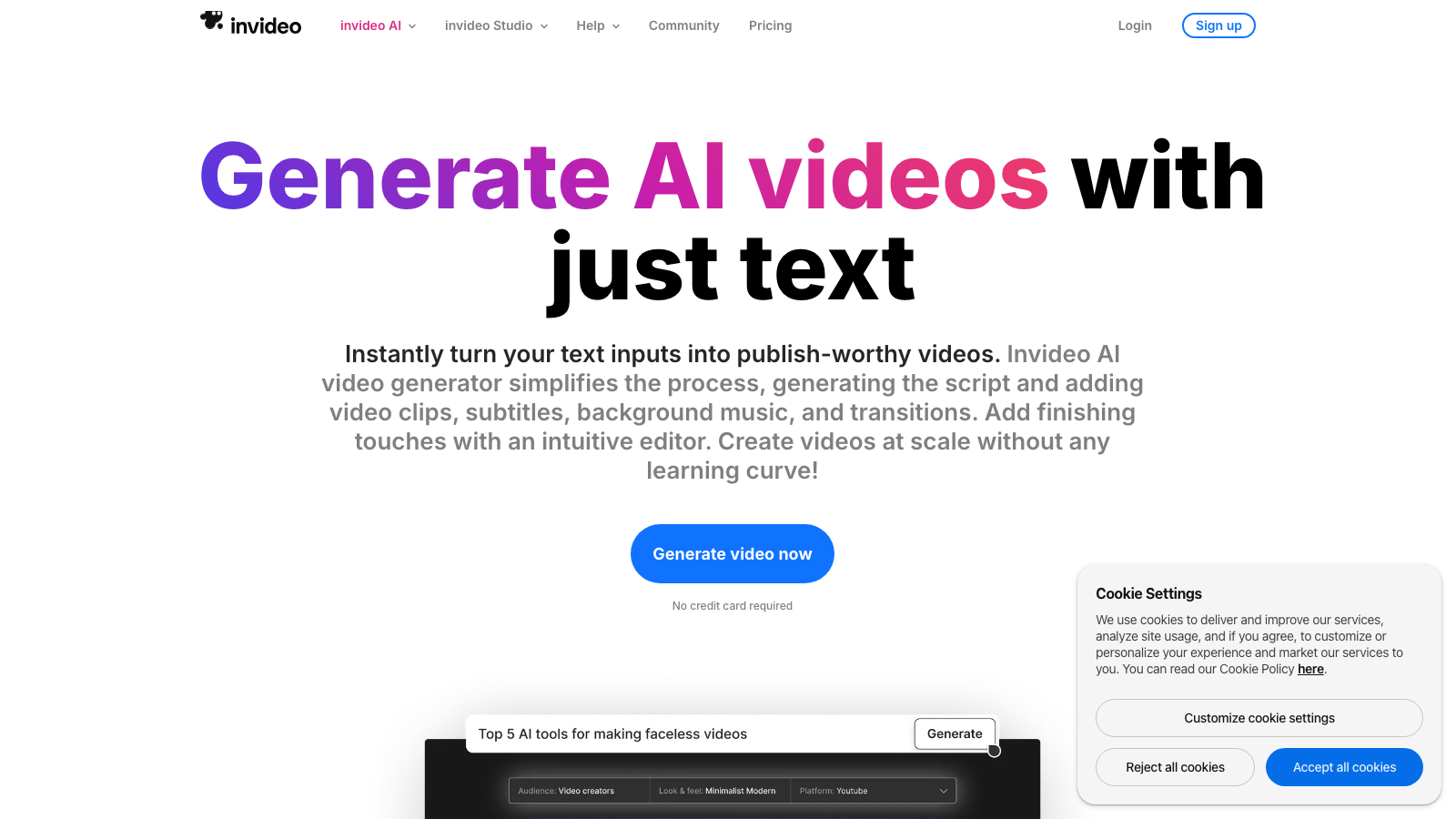 InVideo AI preview 2