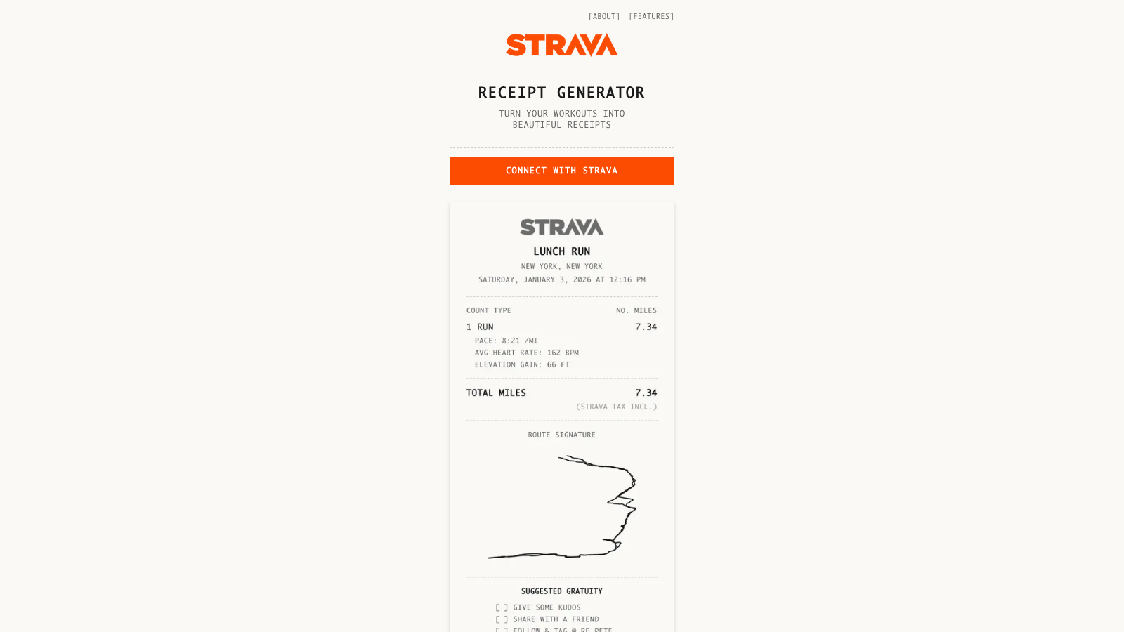 Strava Receipt Generator preview 1