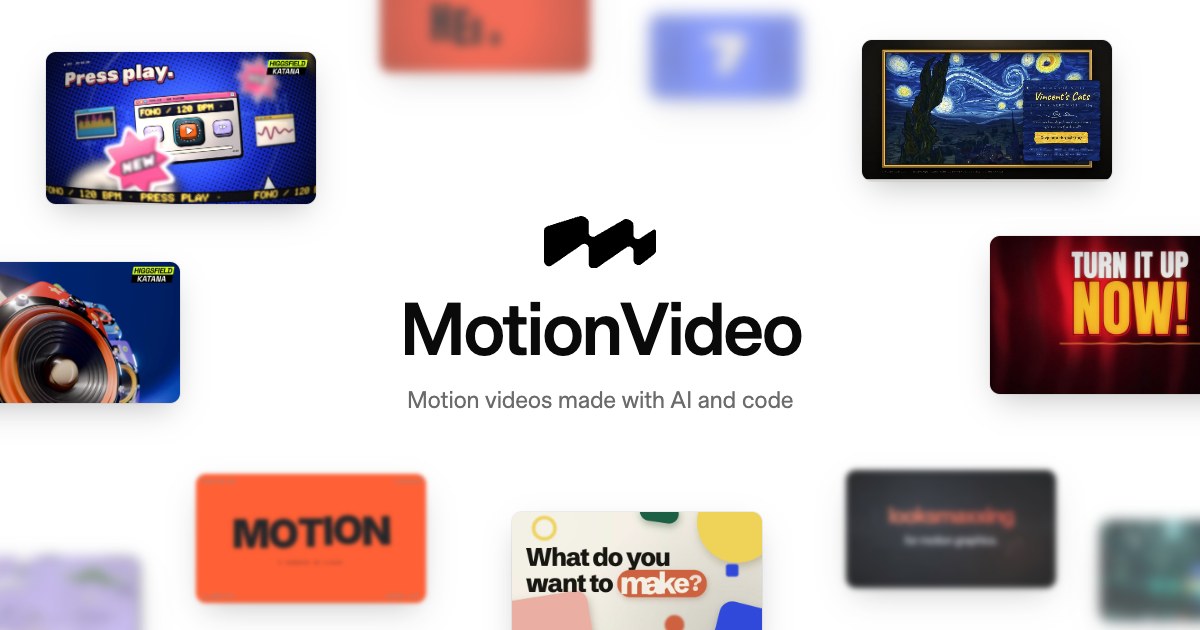 MotionVideo wordmark surrounded by motion-video stills